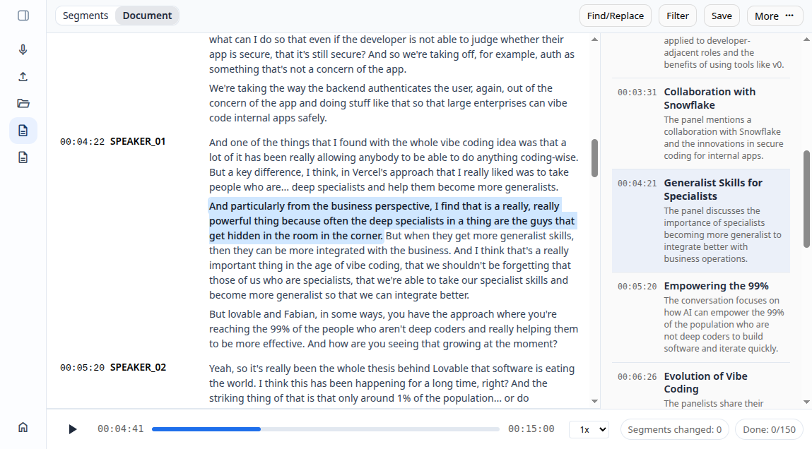 Document view with topics